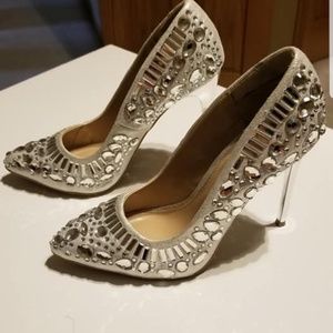 White bling high heels